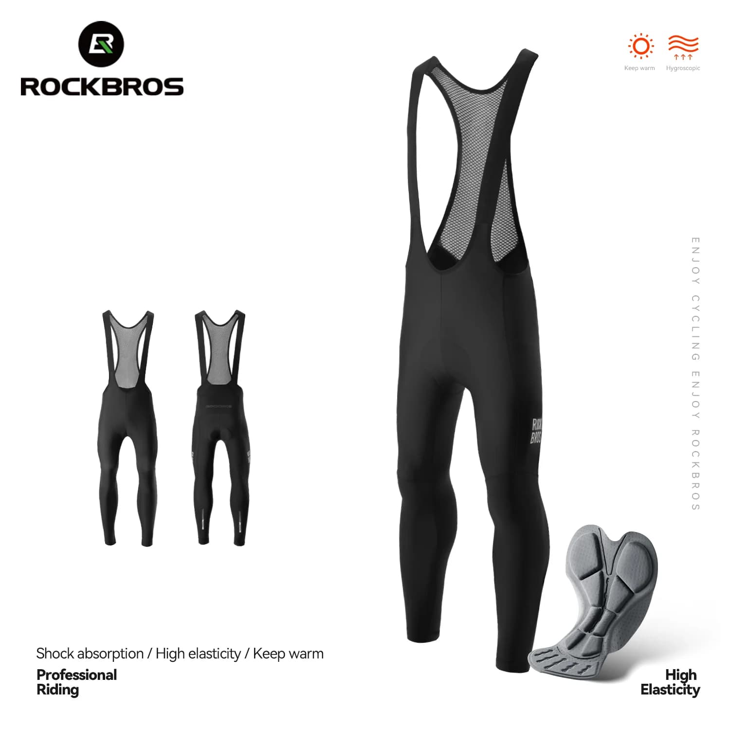 Pantalones cortos acolchados térmicos de forro polar para ciclismo de invierno para hombre