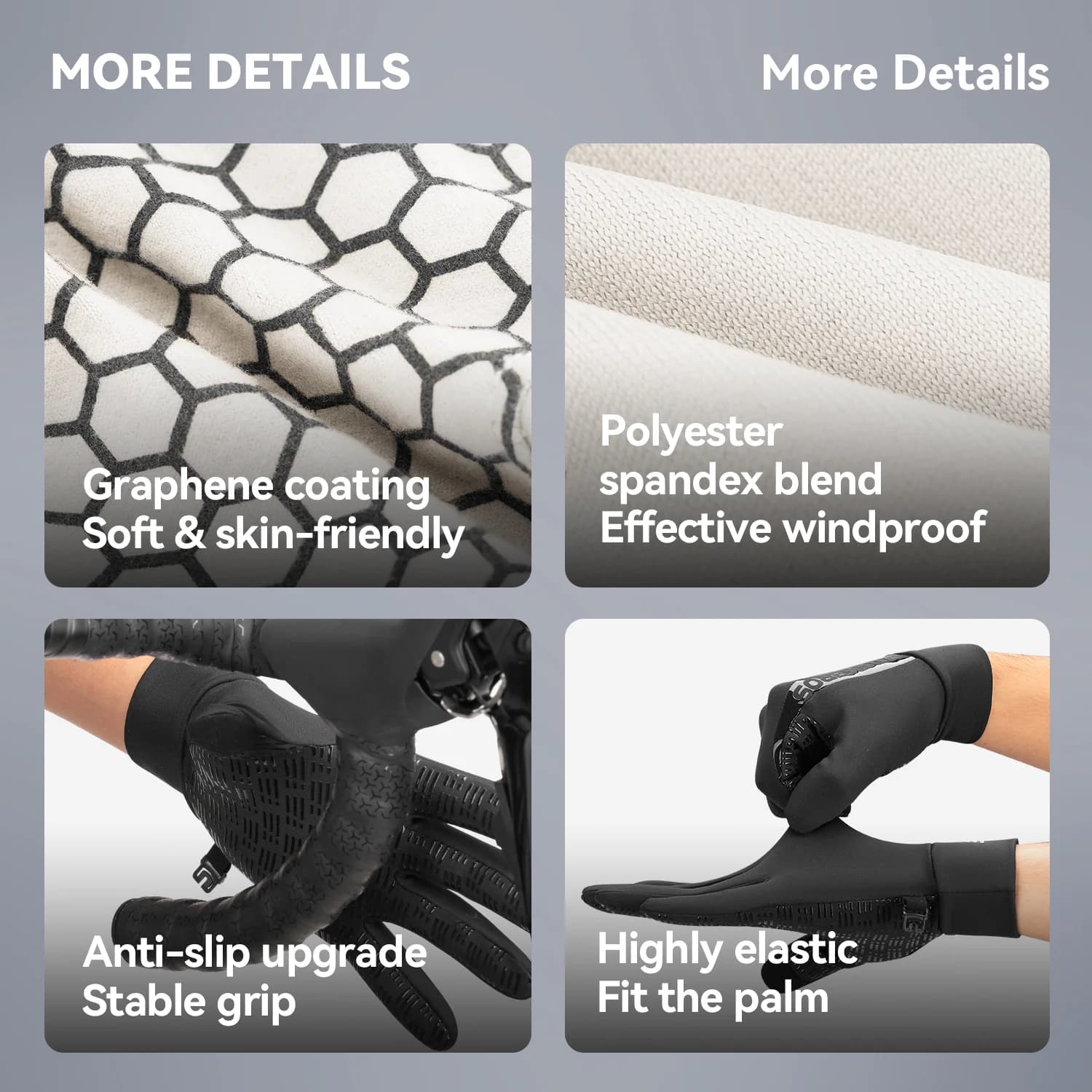 Guantes de invierno para ciclismo con grafeno, cálidos, cortavientos y compatibles con pantalla táctil