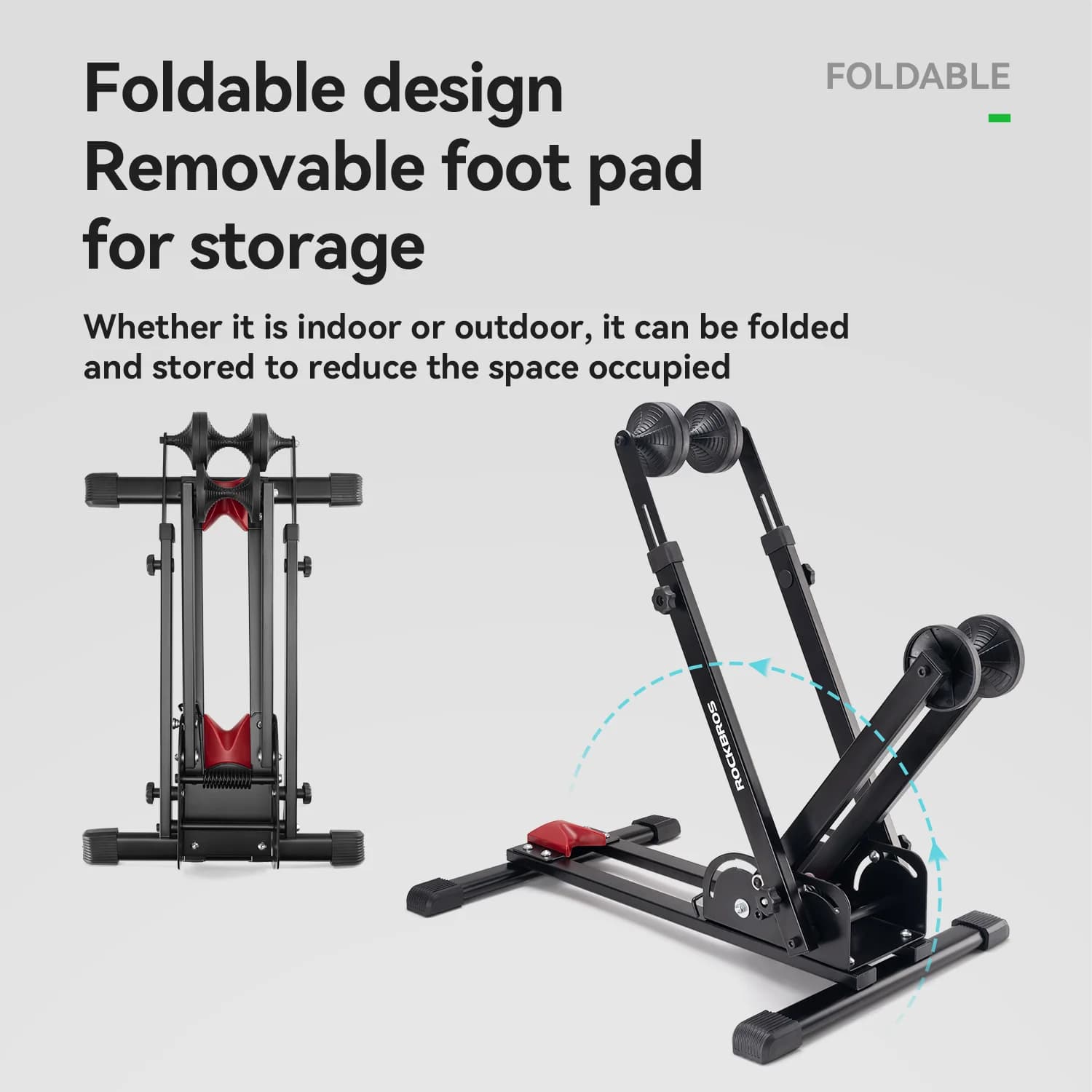 Soporte plegable para bicicletas de doble poste en acero al carbono