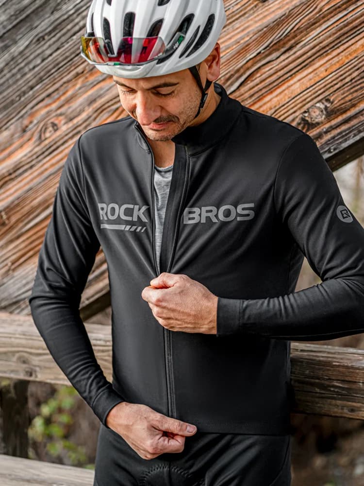 Chaqueta de ciclismo de invierno térmica de forro polar de manga larga