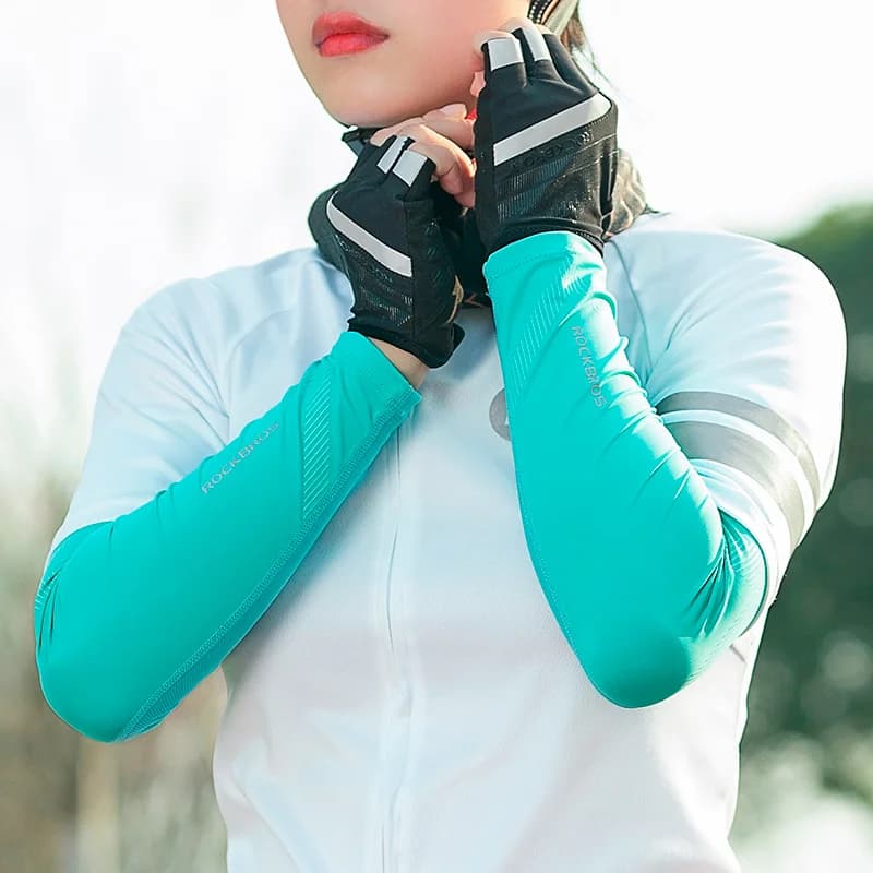 Mangas de brazo de seda helada transpirables para ciclismo