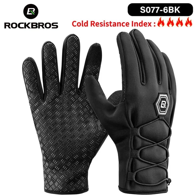 Guantes de ciclismo térmicos de forro polar, cortavientos y compatibles con pantalla táctil
