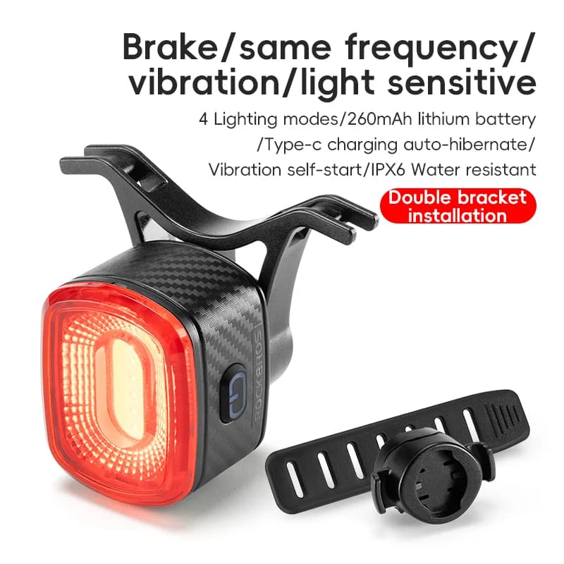 Luz Trasera de Bicicleta con Inducción de Freno Inteligente, Recargable por USB