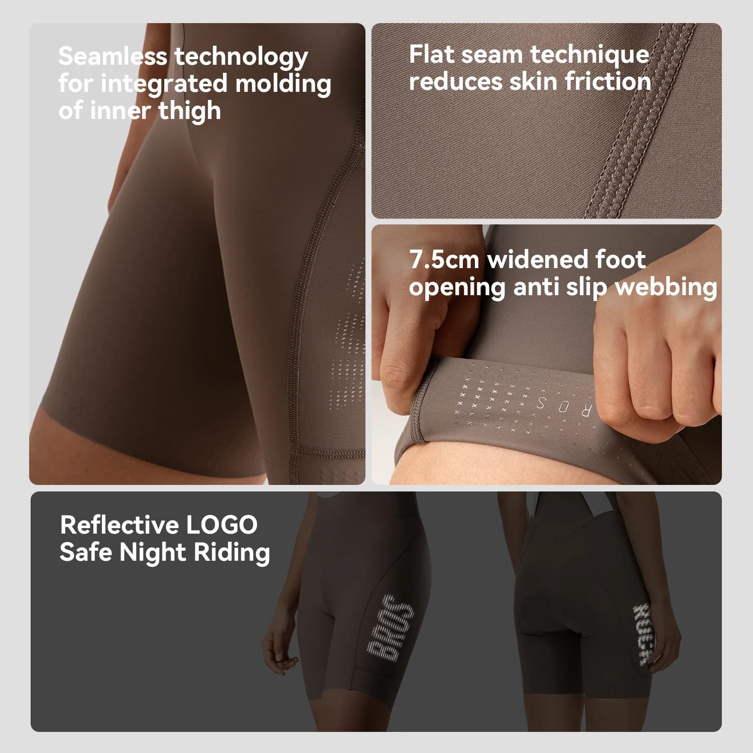 Pantalones cortos con tirantes acolchados 3D y alta elasticidad para mujer