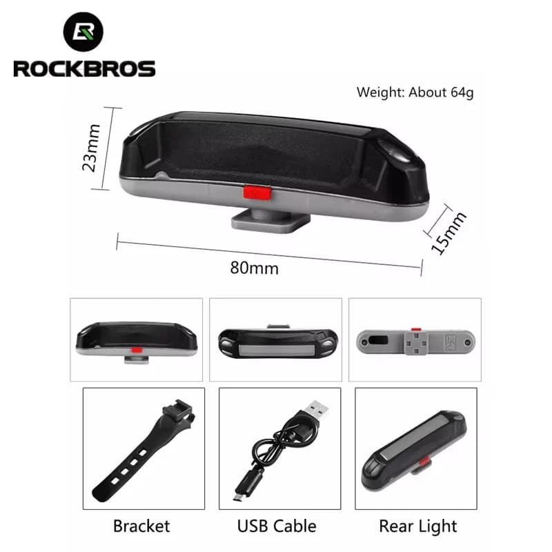 Luz trasera LED para bicicleta recargable por USB