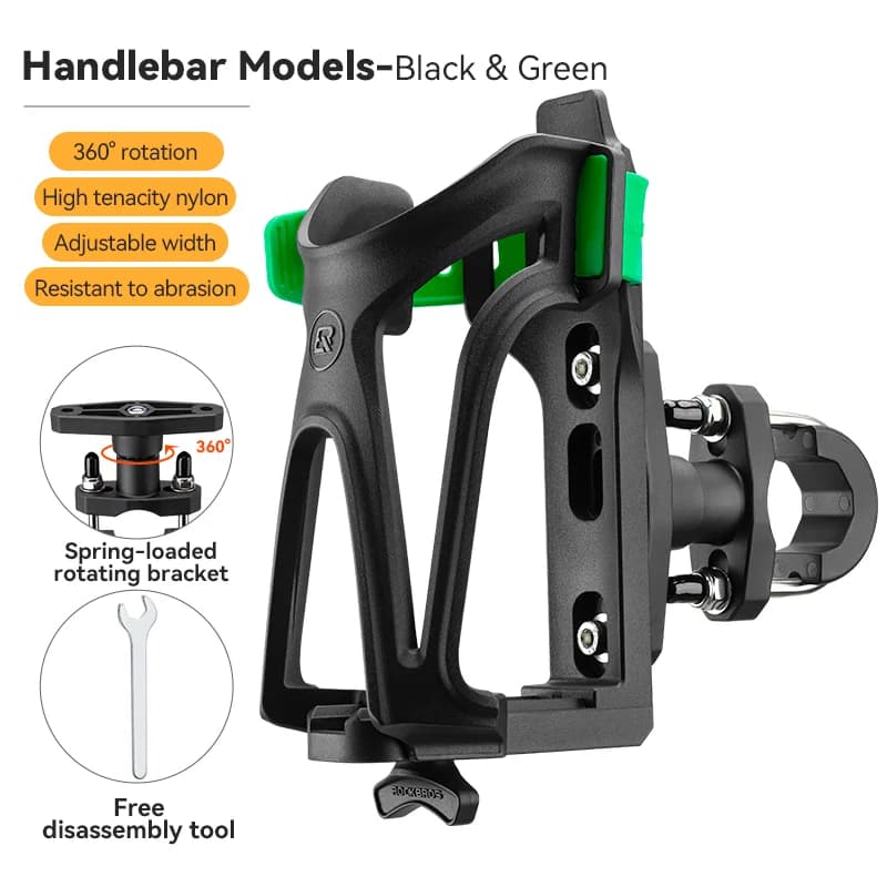 Portabotellas Ajustable para Motocicleta con Rotación 360°