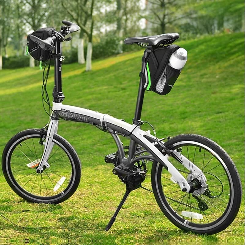 Bolsa impermeable de sillín para bicicleta con bolsillo para botella de agua