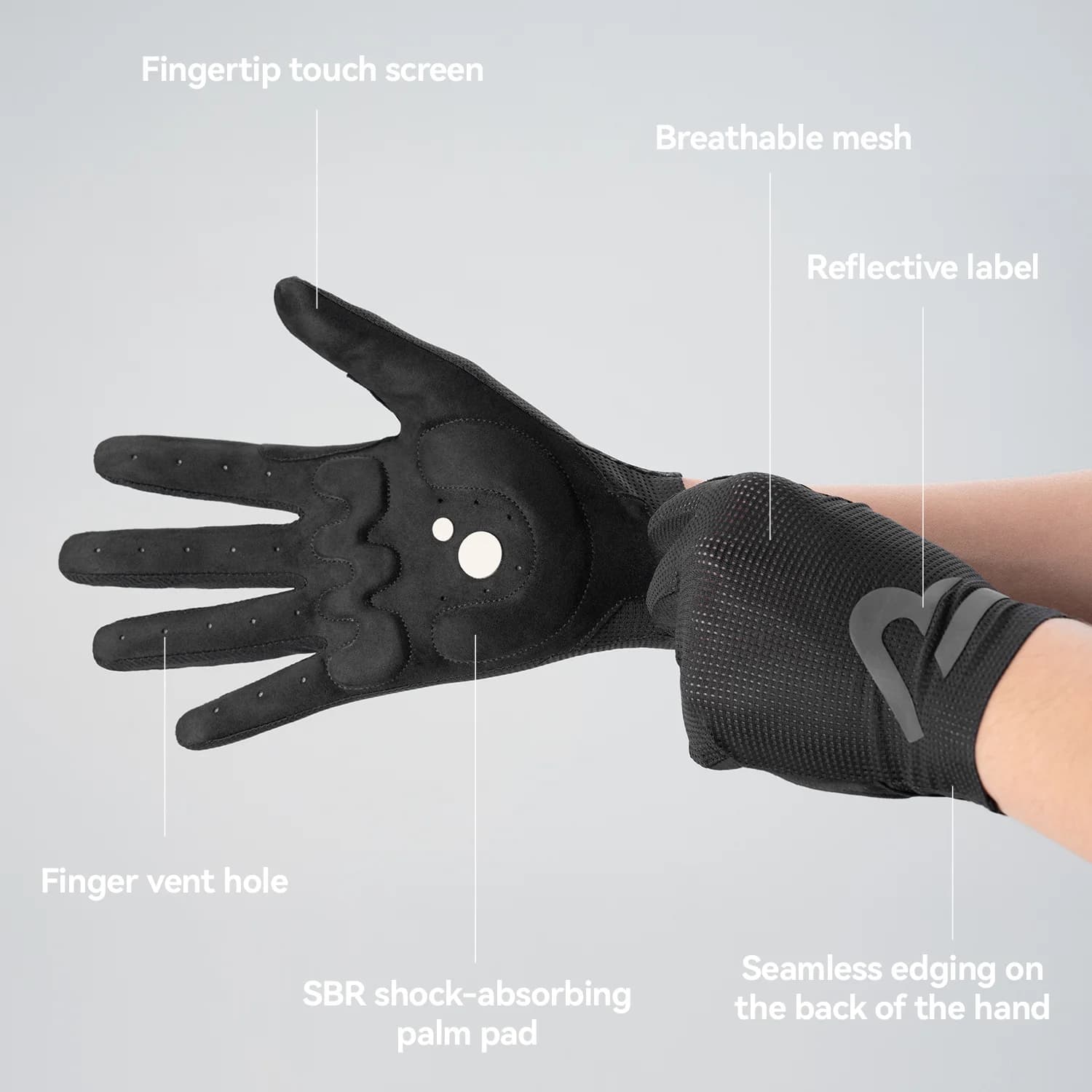 Guantes completos con amortiguación y compatible táctil