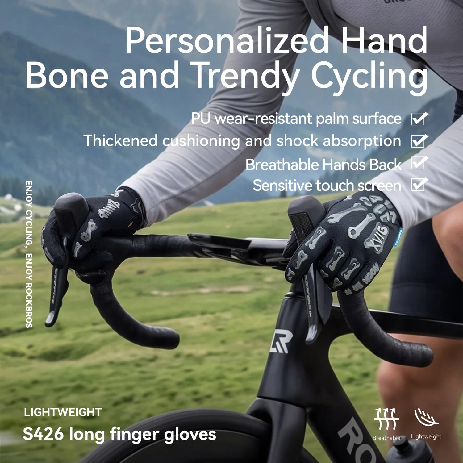 Guantes de ciclismo transpirables y a prueba de impactos con pantalla táctil para primavera-verano