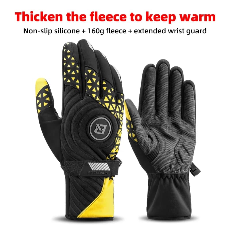 Guantes de ciclismo térmicos de forro polar gruesos para invierno compatibles con pantalla táctil