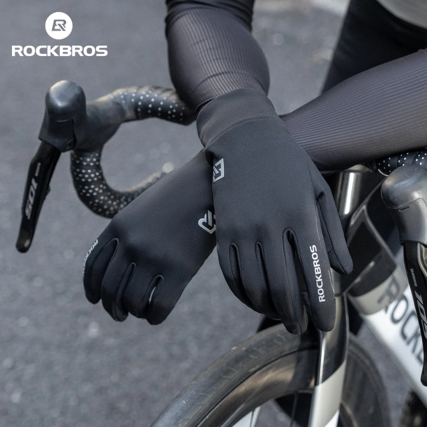 Guantes de ciclismo con dedos largos, forro polar y cortavientos
