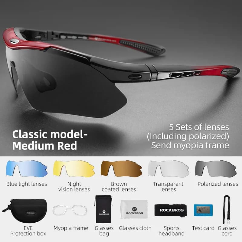 Gafas de sol polarizadas para ciclismo con 5 lentes