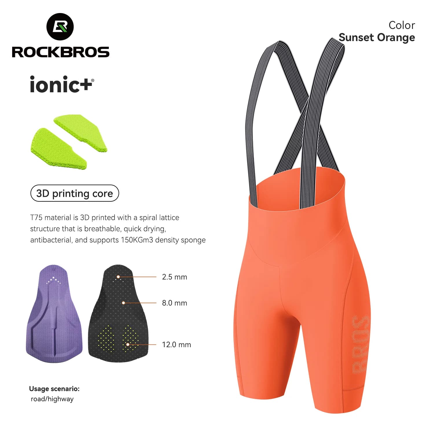 Pantalones cortos con tirantes acolchados 3D y alta elasticidad para mujer